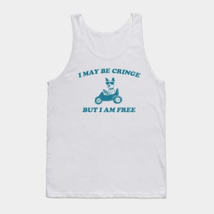 I May Be Cringe But I Am Free -  Retro cartoon T-shirt, vintage cartoon tee, meme Unisex Tank Top